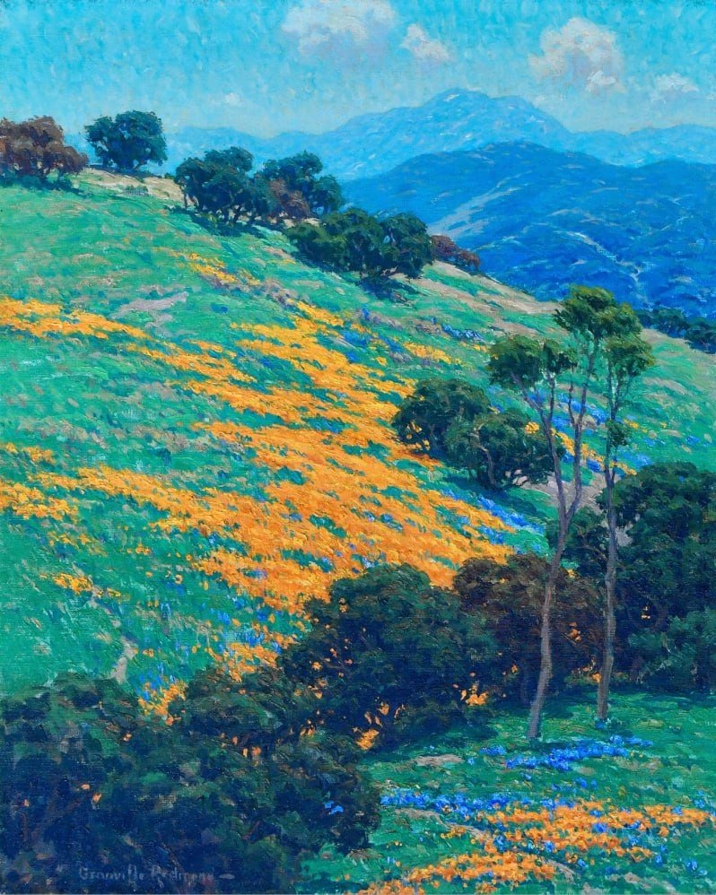 California Poppy Fields and Live Oaks, c. 1925